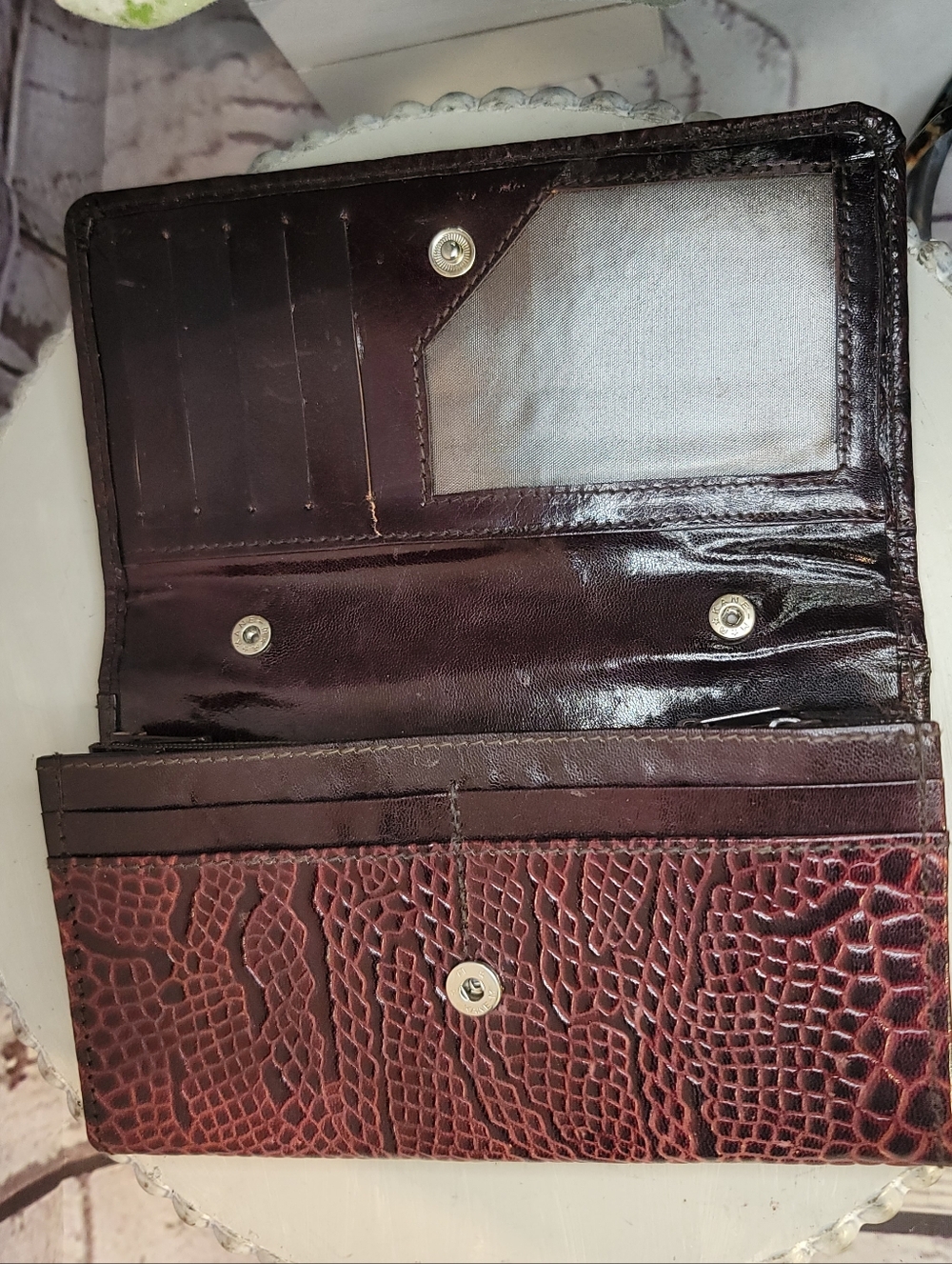 Vintage Rare 1950s -60s Ruby Red Lizard Leather Envelope Wallet - Picture 3 of 9